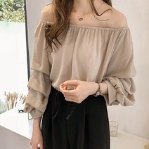 MA 투웨이 오프숄더 셔링 블라우스