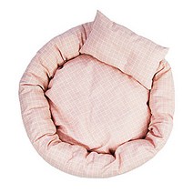 예쁜 체크 패턴 반려동물 원형 방석 쿠션, 핑크
