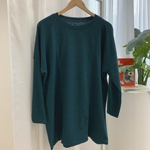 오키진 여성용 슬라브 절개 롱 빅사이즈 긴팔티