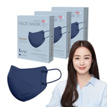 아이바나리 페이스 마스크 대형 L, 10개입, 3개, 네이비 피오니