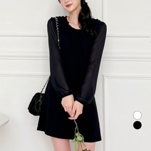 에비뉴비 여성용 하트넥 셔링 미니 원피스