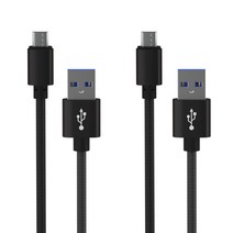 요이치 팔레트 5핀 고속충전 케이블 2개, 블랙, 1m