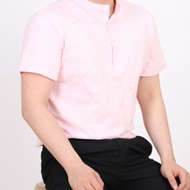 페이퍼먼츠 남성용 하이넥 트임 캐주얼 브이넥 반팔 티셔츠 13714