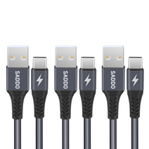 사또 USB-C타입 고속충전 데이터 고급형 케이블 3p, 2m, 그레이