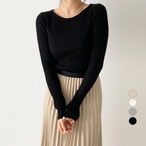 바블링브룩 여성용 여리핏 라운드넥 골지 니트