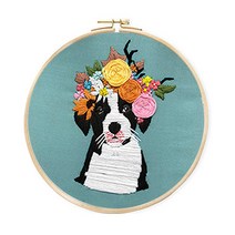 코쿼드 DIY 초보자용 십자수 프랑스자수 패키지 세트 15cm, 1세트, 플라워비글