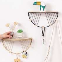 우드 감성 심플 벽선반 블랙 + 골드 세트, 1세트