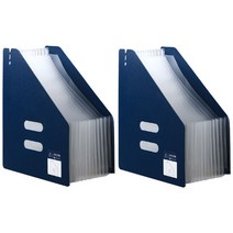 오피스 넓이 조절 A4 파일케이스 13칸 저장 세로형, 네이비, 2개