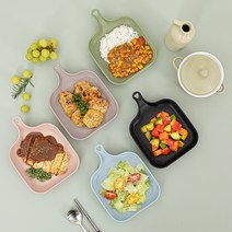 손잡이형 사각 앞접시 5종 세트, 1세트, 앞접시 5종 블랙 + 올리브 그린 + 샌드베이지 + 그레이 + 스카이 블루