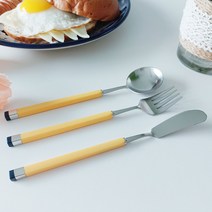 보겐 카라 디저트 커트러리 3종 세트, 디저트스푼 + 디저트포크 + 버터나이프, 실버비타민