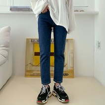 매드시스터 여성용 스트레이트핏 논스판 데님 팬츠