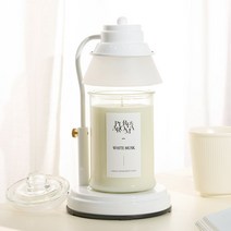 에인디 타이머 화이트 캔들워머 + 소이캔들 750g 세트, 화이트머스크