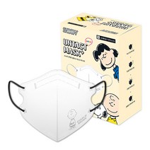 아임리얼 스누피 언택트 플러스 마스크 주니어, 퓨어 화이트, 1개, 30개입