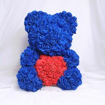 프랑온드 기념일 선물 로즈 베어 40cm, 하트 사파이어 블루