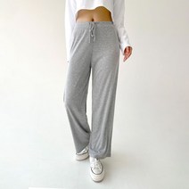 플랜데이 여성용 데일리 스판 밴딩 와이드 통바지