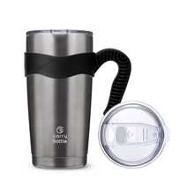 캐리보틀 스탠다드 스테인레스 보온보냉 텀블러 + 전용 손잡이, 그라파이트(텀블러), 블랙(손잡이), 600ml