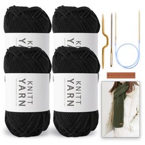 니뜨 울텐실 4p + 폴 케이블 머플러 도안 + 줄바늘 6.0mm + 돗바늘 + 심플 직사각 라벨 + 꽈배기 바늘 세트, 19 블랙