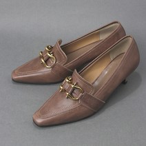 GABO 여성용 가죽 골드 장식 로퍼 5cm ODT045BW