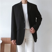 언탭트 남성용 사계절 오버핏 투버튼 싱글 캐주얼 정장자켓