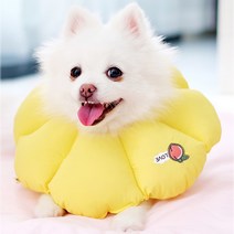 반려동물 복숭아 자수 쿠션 넥카라 옐로우 M, 80g, 1개