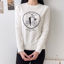 여성용 싸이클 나염 라운드 티셔츠
