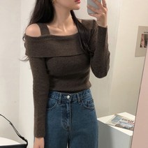 체리체리 여성용 언발 오프숄더 니트