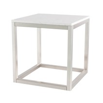 뷰티풀스페이스 대리석 티테이블 TT-01 400 x 400 x 600 mm, 실버 헤어라인 + 아리스톤