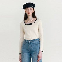 로라로라 여성용 RIBBON SQUARE NECK KNIT