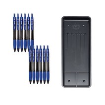 동아 크로닉스 볼펜 0.7mm 12p + 매표화학 펜접시 C형, 블루, 1세트
