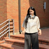피핀 여성용 바스락 애슬레틱 브이넥 박시 티셔츠 110625
