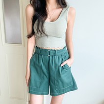 시크블랙 여성용 터므랑 U넥 골지 나시 NS578K25