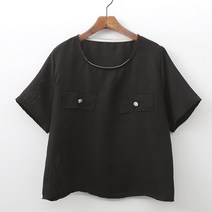 럽스 니아 라운드넥 버튼 반팔 블라우스