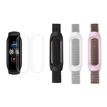 스토리링크 샤오미 미밴드 공용 보호필름 2p + 스포츠루프 실리콘스트랩 3p 세트, 혼합색상