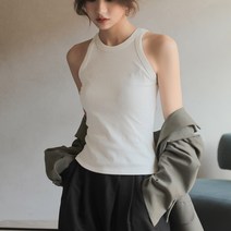 스팩트 여성용 골지 크롭 민소매 롱