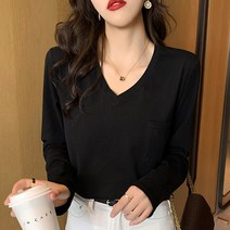포플러앤씨 여성용 오클러 브이 긴팔 티셔츠