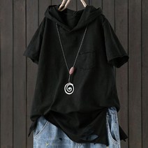 여성용 다유몰 후드 반팔 티셔츠 모자 빅사이즈 캐주얼 RF006