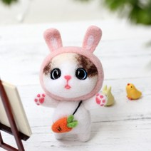 양모 니들 펠트 DIY 풀세트, 1세트, 07당근고양이