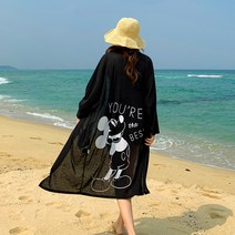 핑크시슬리 여성용 린넨 미키 베스트 롱 가디건