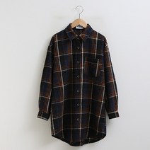 여성용 체크 언발란스 오버핏 울 남방 49272