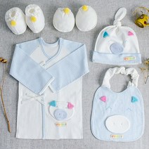 난쟁이똥자루 꿀꿀이 블루 꼭지 모자 출산 DIY 세트, 남여공용