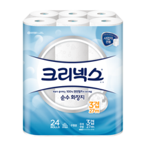 크리넥스 3겹 순수 화장지 27m, 24롤, 1팩