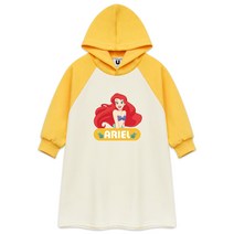 여아용 봄 가을 배색 후드 에리얼 원피스