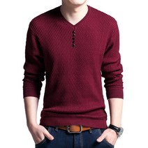 마켓A 남성용 단추 단색 니트