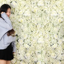 플라워 인테리어 조화 꽃벽, 아이보리