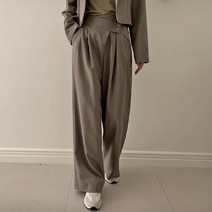 시크폭스 여성용 리튜드 언발 오비 핀턱 슬랙스