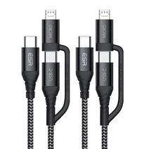 이에스알 2in1 C to C 앤 5핀 케이블 1m EB654, 블랙, 2개