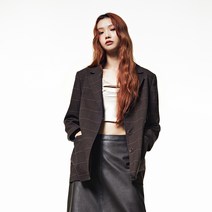 미쏘 여성용 테일러드 오버핏 체크 자켓