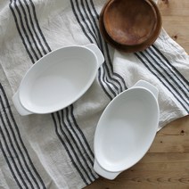 로코리빙 컬러 타원그라탕기, 화이트, 2개