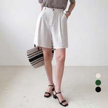 보에리에 여성용 린넨 라이크 밴딩 5부 팬츠