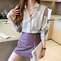 레몬소울 오치드 패턴 카라 긴팔 블라우스